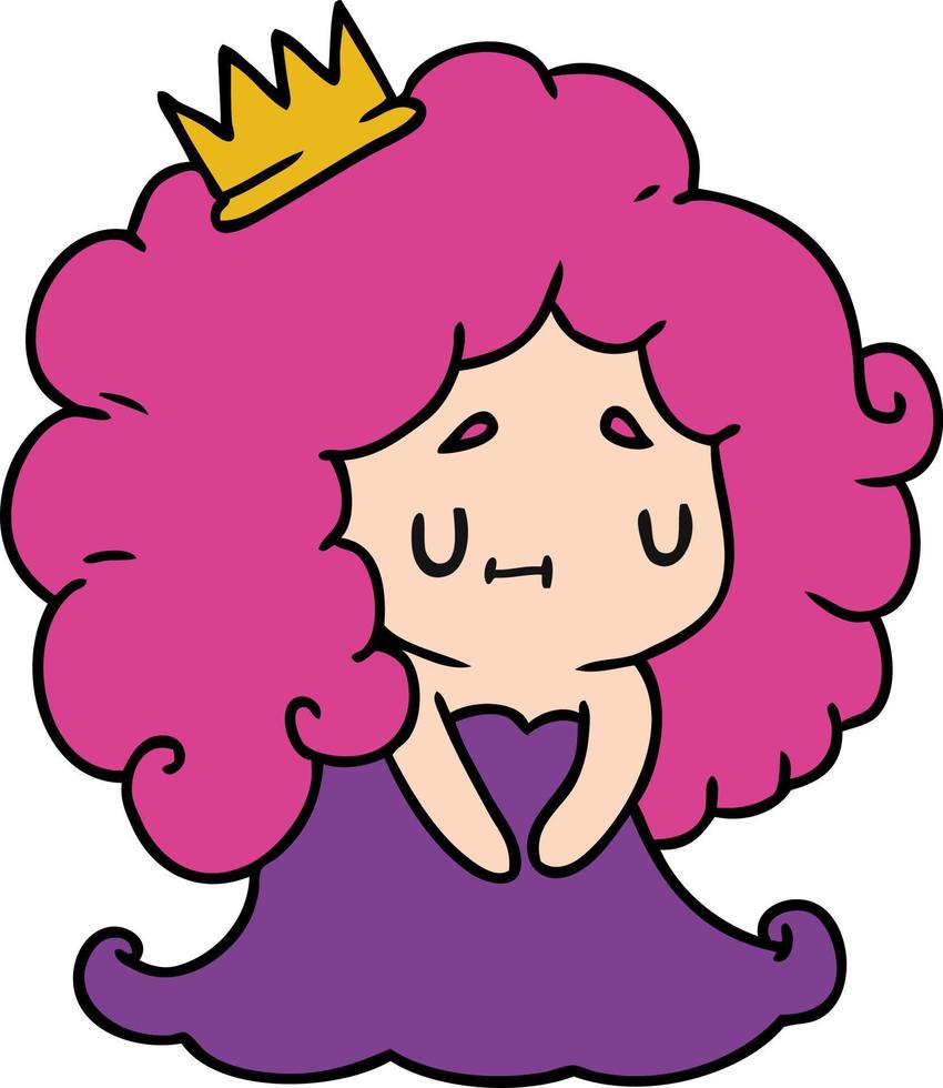 cartoon van een schattig kawaii-prinsesmeisje vector