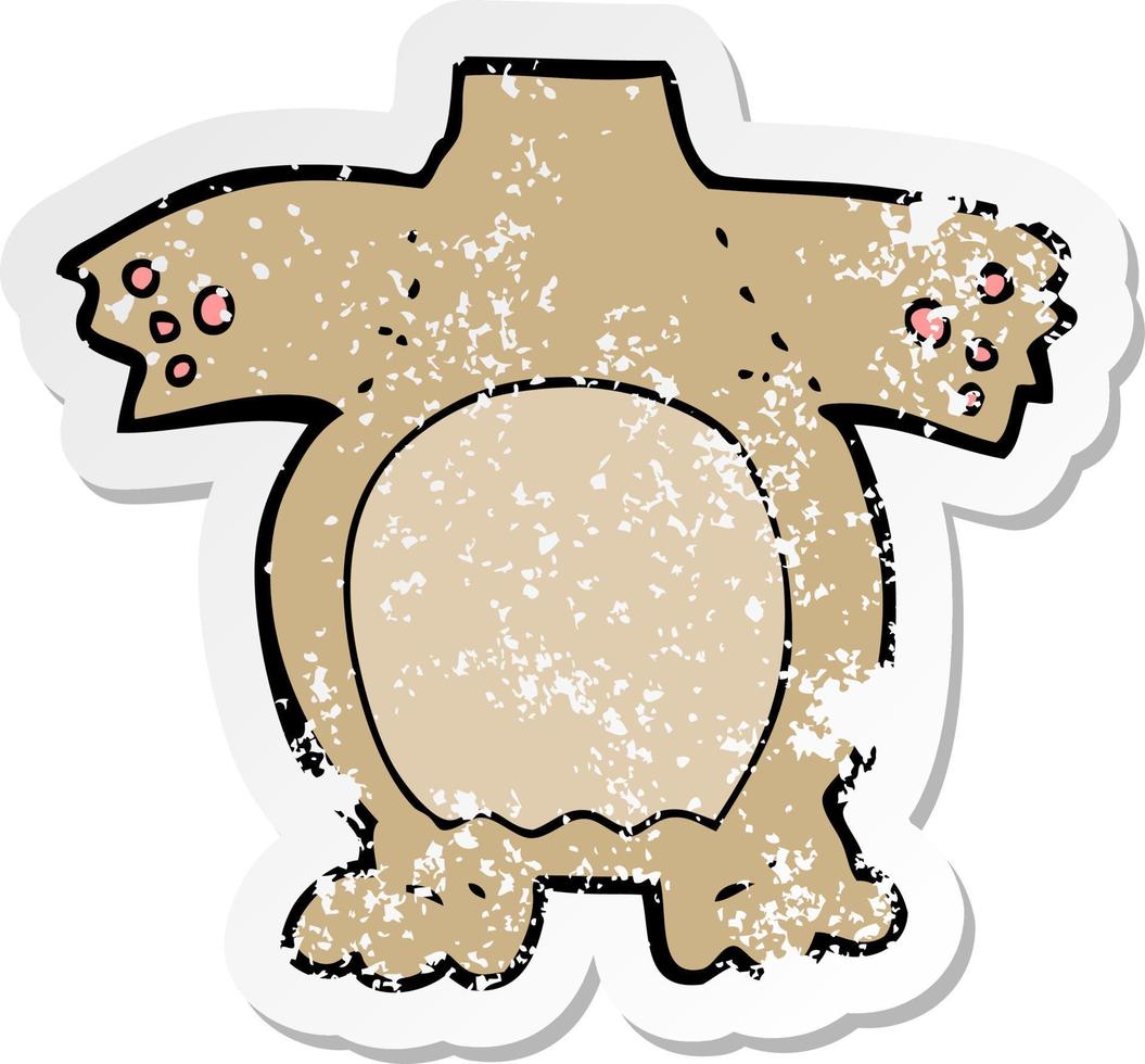 retro verontruste sticker van een cartoon teddybeer lichaam vector