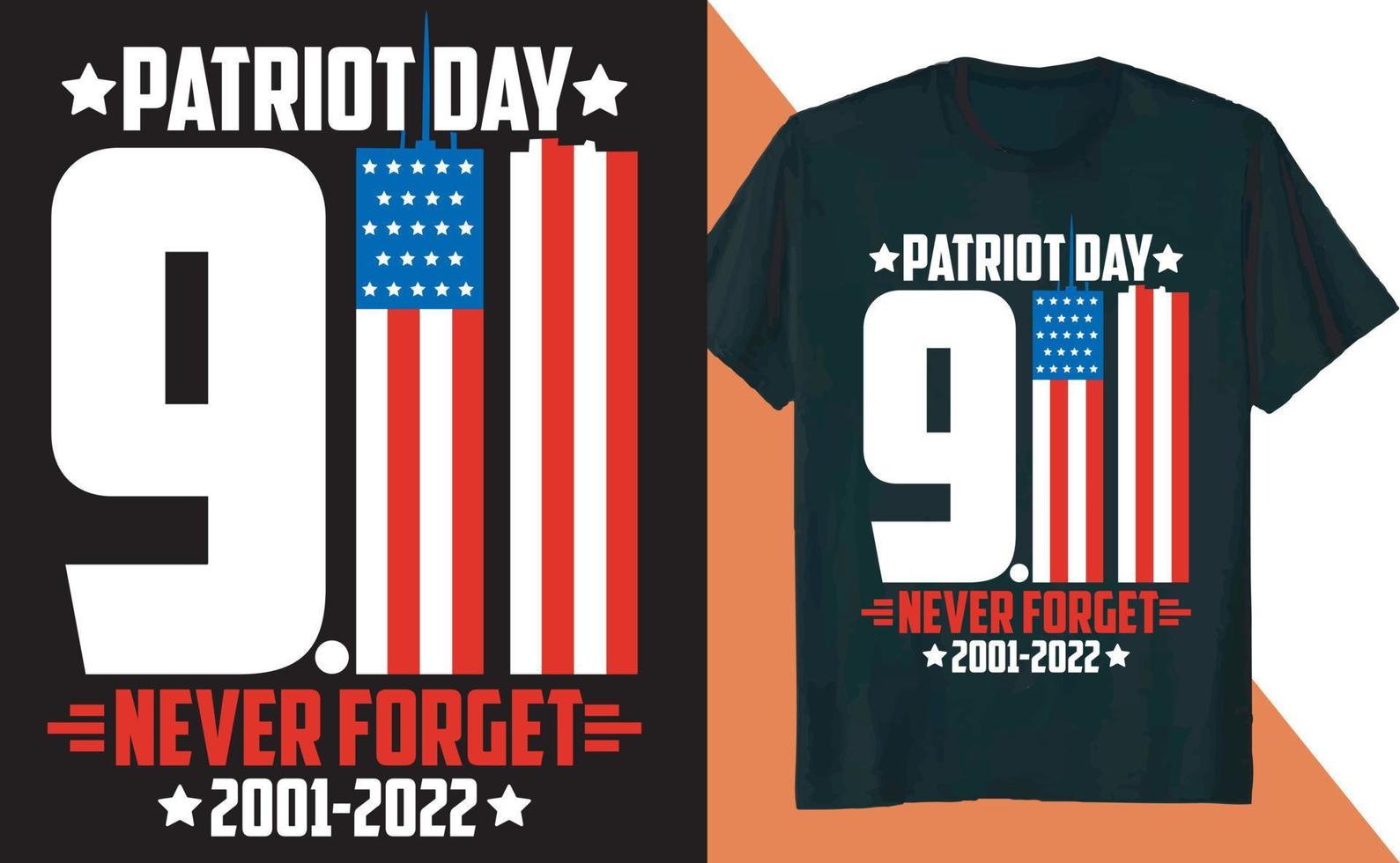 patriot day 911 vergeet nooit een t-shirtontwerp vector