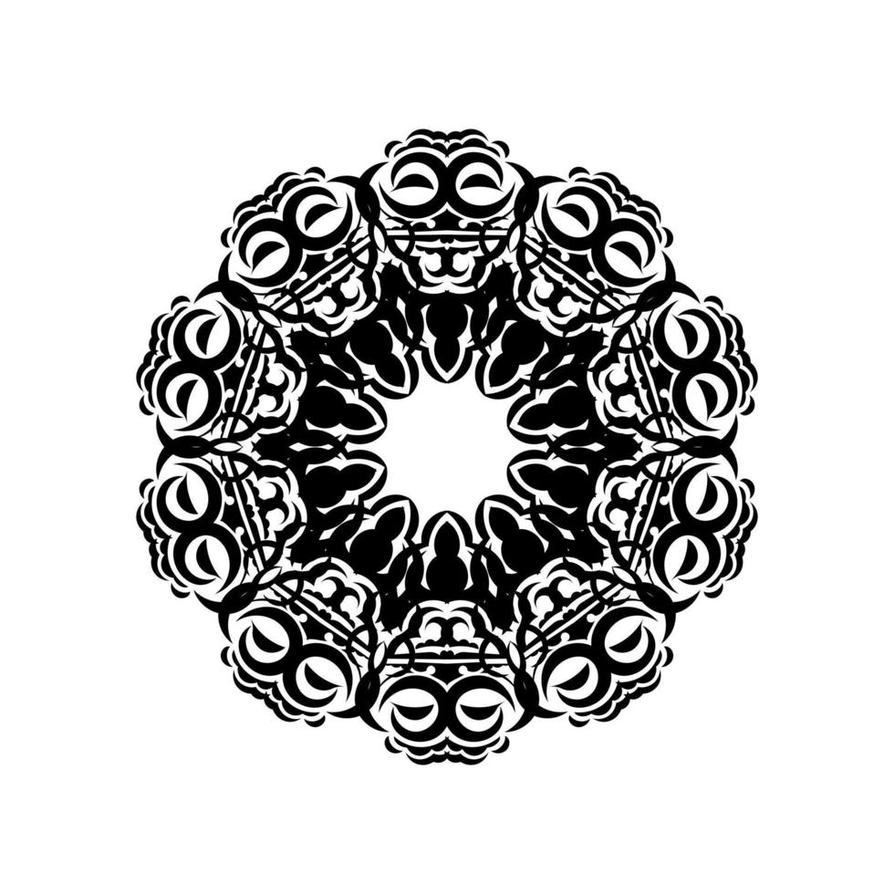 Indiase mandala zwart-wit. cirkelvormig ornament. geïsoleerd op een witte achtergrond. vector