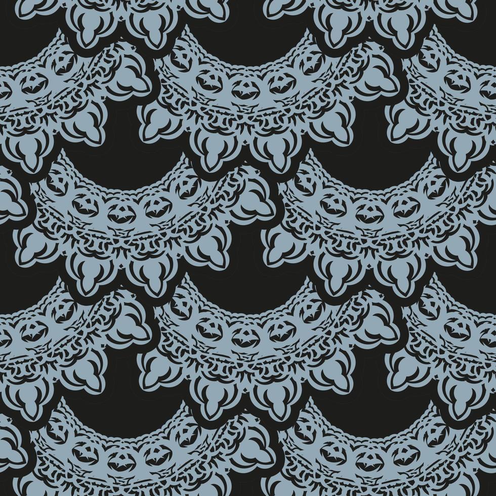 donker bedauwd naadloos patroon met blauwe vintage ornamenten. behang in een vintage stijlsjabloon. Indiase bloemenelement. grafisch ornament voor behang, verpakking, verpakking. vector