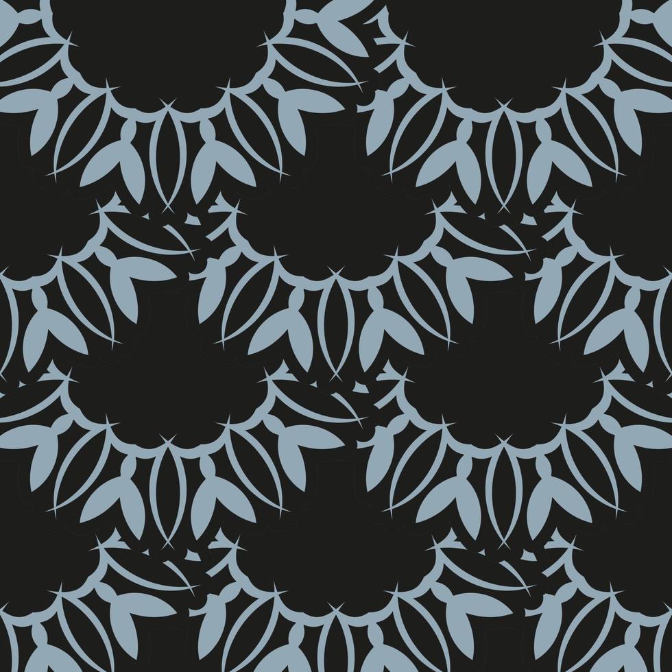 donker bedauwd naadloos patroon met blauwe vintage ornamenten. behang in een vintage stijlsjabloon. Indiase bloemenelement. ornament voor behang, stof, verpakking, verpakking. vector