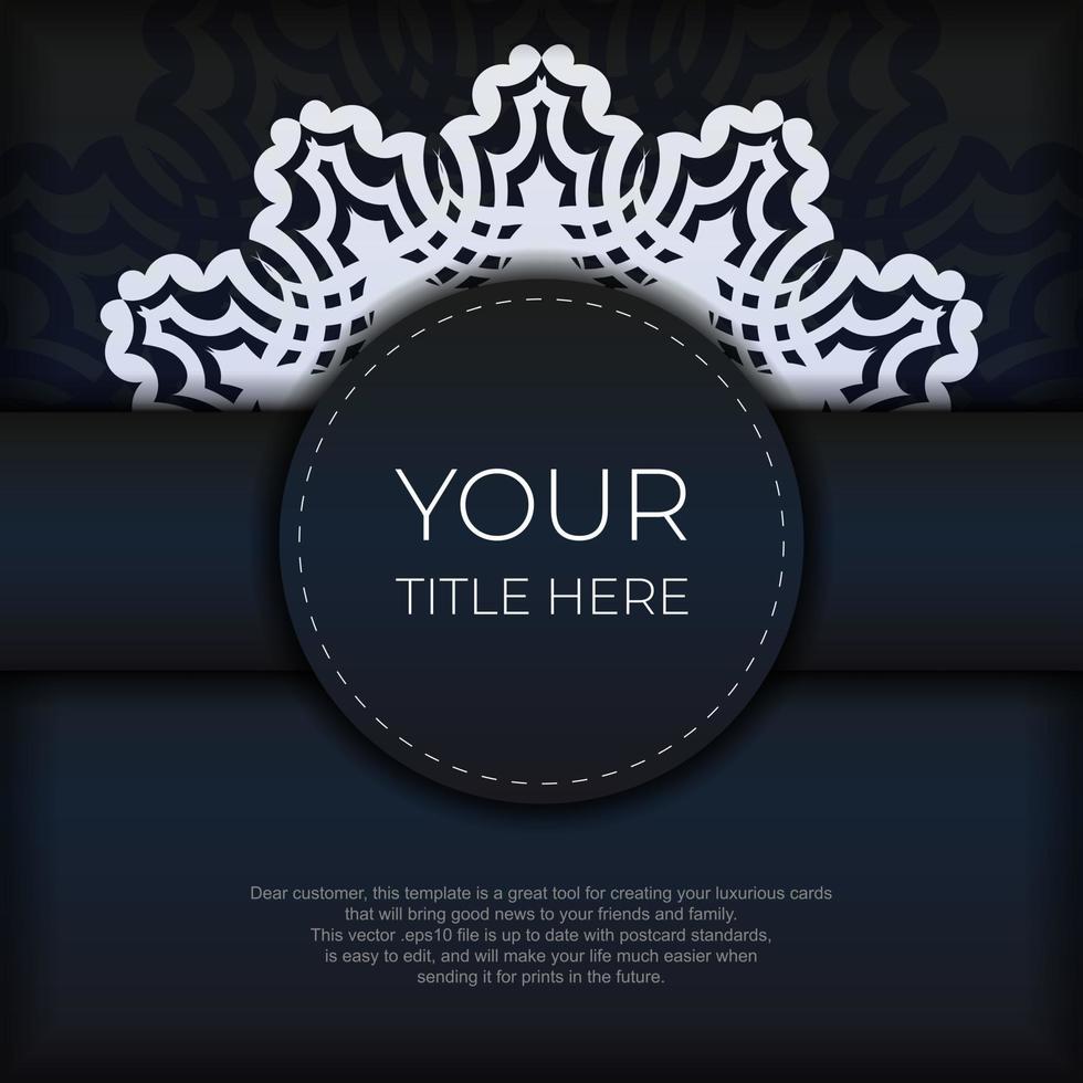 donkerblauwe uitnodigingskaartsjabloon met wit abstract ornament. elegante en klassieke vectorelementen zijn geweldig voor decoratie. vector
