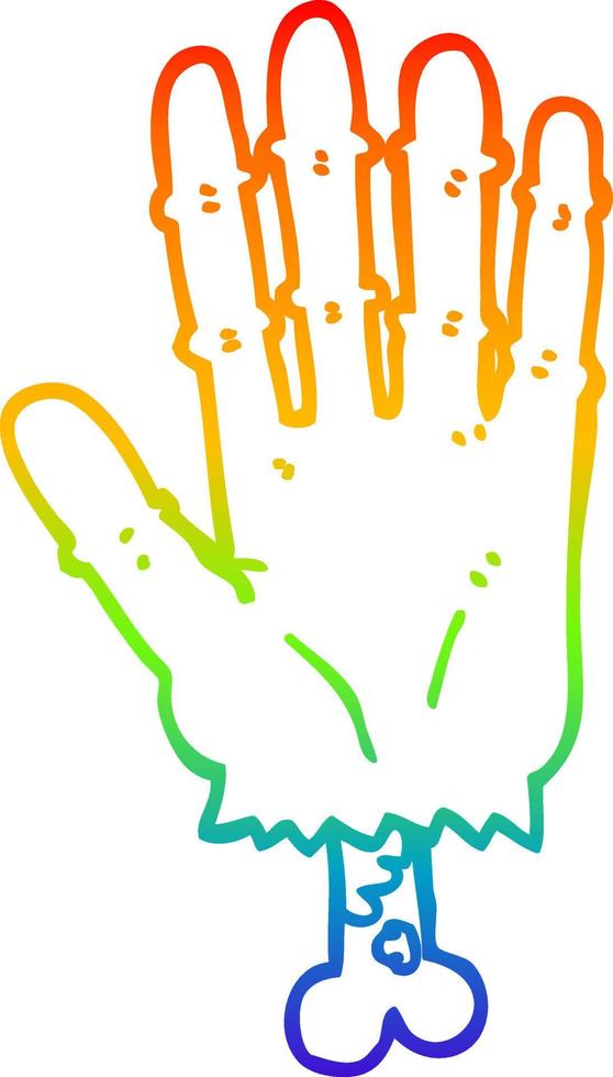 regenbooggradiënt lijntekening cartoon zombie hand vector