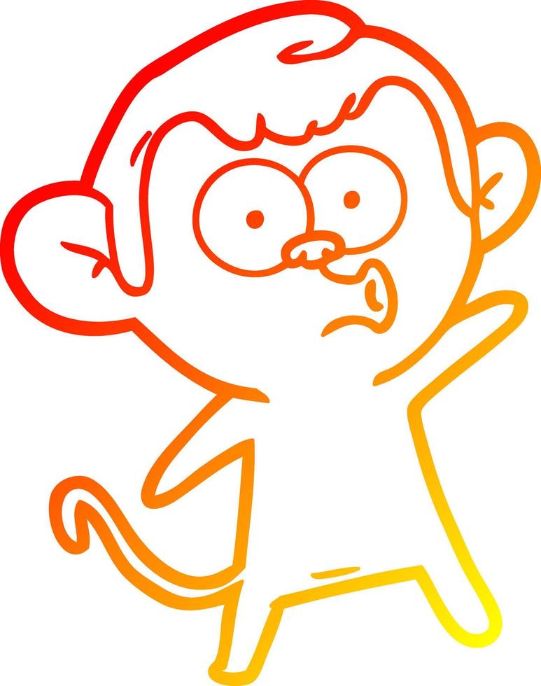 warme gradiënt lijntekening cartoon verraste aap vector