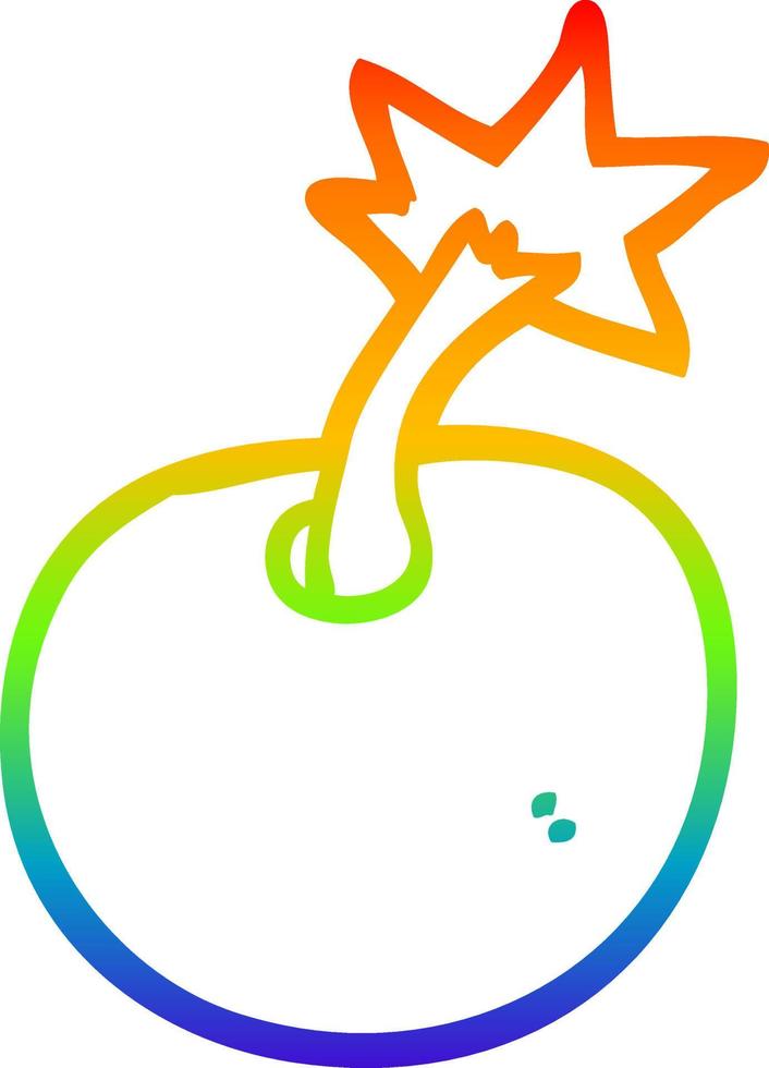 regenbooggradiënt lijntekening ronde cartoon bom vector