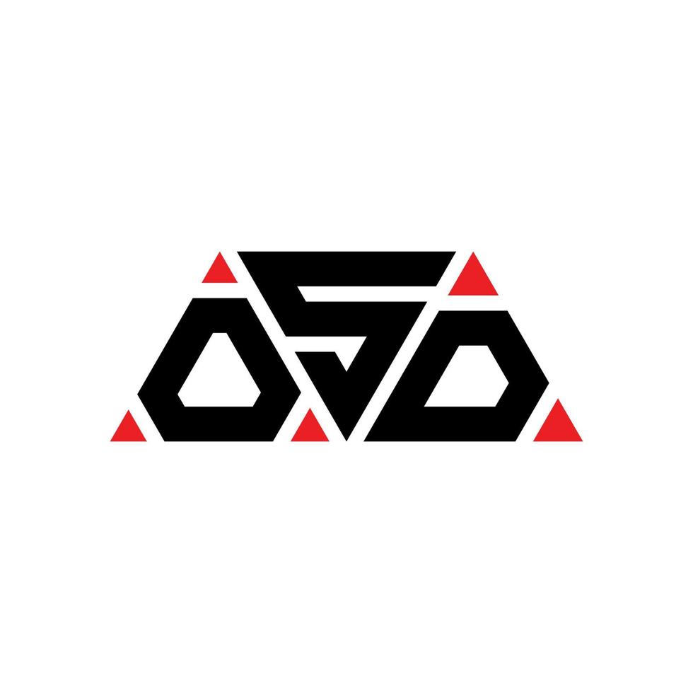 osd driehoek brief logo ontwerp met driehoekige vorm. osd driehoek logo ontwerp monogram. osd driehoek vector logo sjabloon met rode kleur. osd driehoekig logo eenvoudig, elegant en luxueus logo. osd