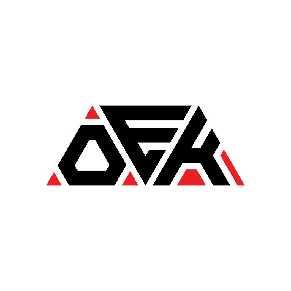 oek driehoek brief logo ontwerp met driehoekige vorm. oek driehoek logo ontwerp monogram. oek driehoek vector logo sjabloon met rode kleur. oek driehoekig logo eenvoudig, elegant en luxueus logo. oek