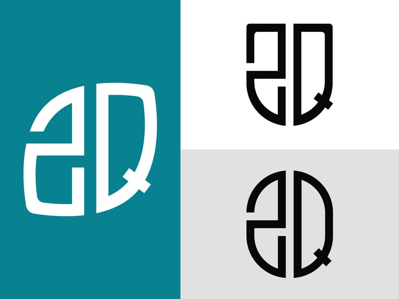 creatieve beginletters zq logo ontwerpen bundel. vector