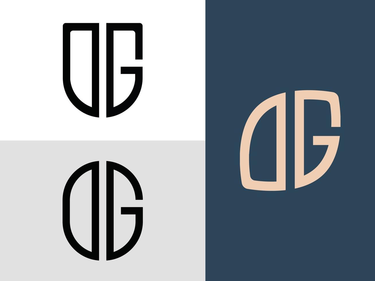 creatieve beginletters dg logo ontwerpen bundel. vector