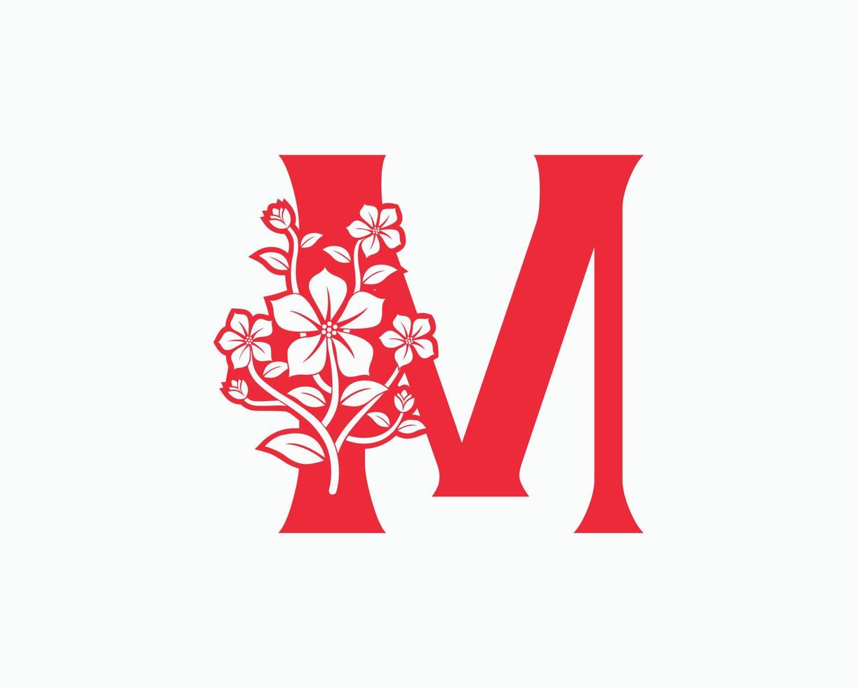 mona bloem beginletters m logo ontwerp. vector