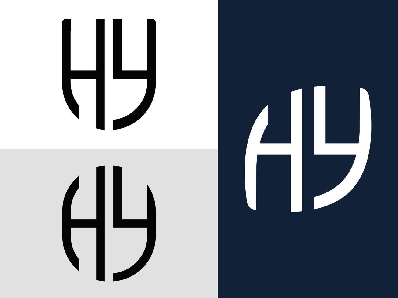 creatieve beginletters hy logo ontwerpen bundel. vector