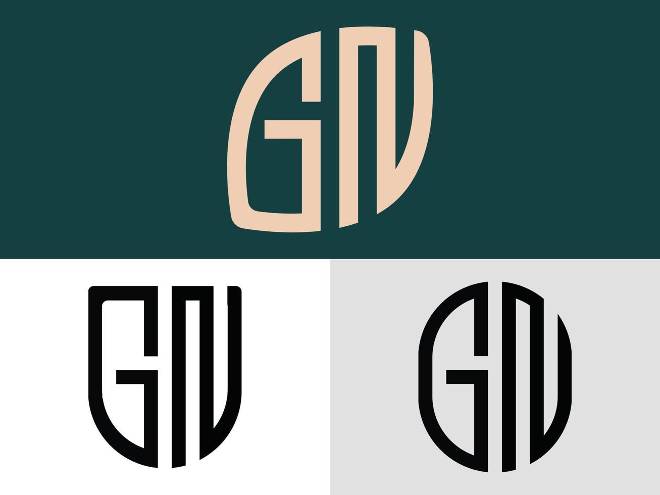 creatieve beginletters gn logo ontwerpen bundel. vector