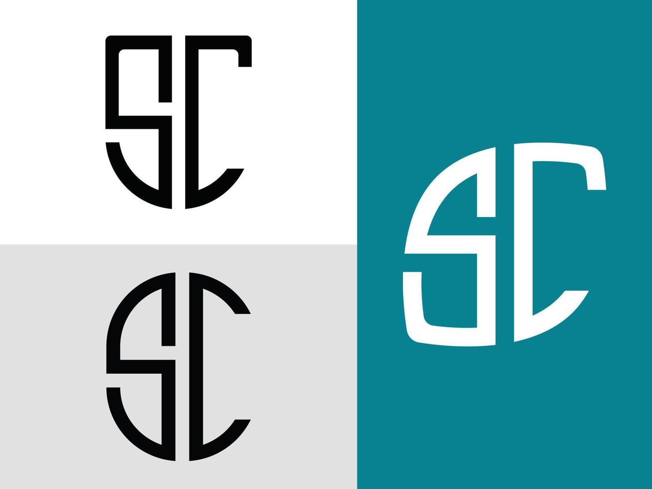creatieve beginletters sc logo ontwerpen bundel. vector