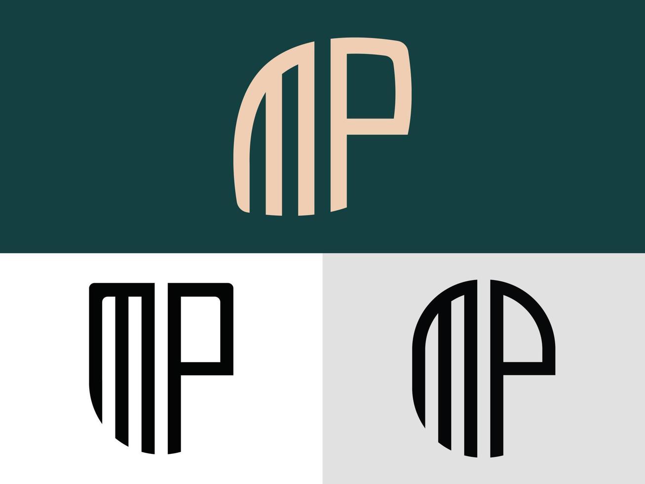 creatieve beginletters mp logo ontwerpen bundel. vector