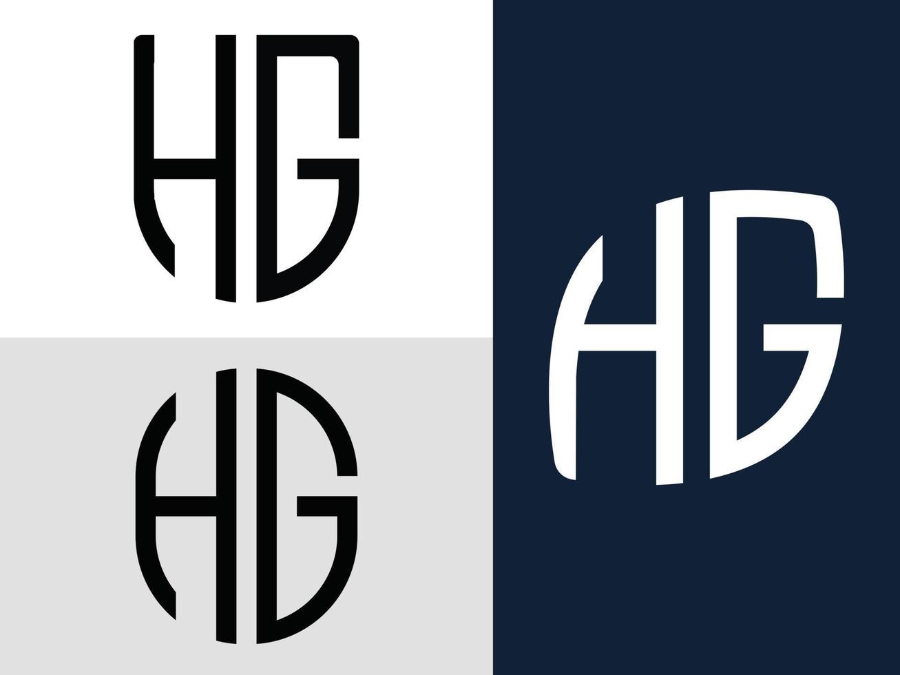 creatieve beginletters hg logo ontwerpen bundel. vector