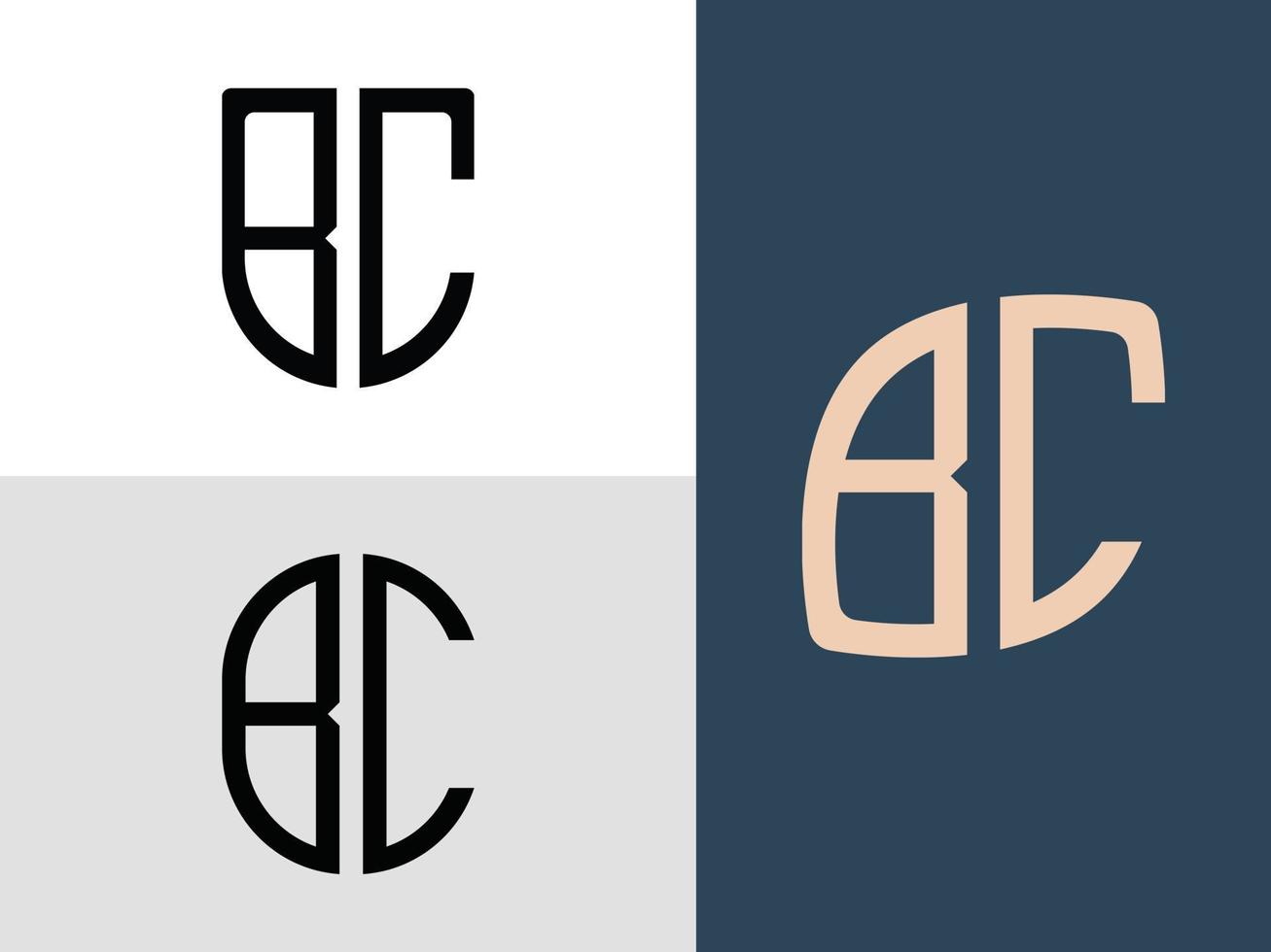 creatieve beginletters bc logo ontwerpen bundel. vector