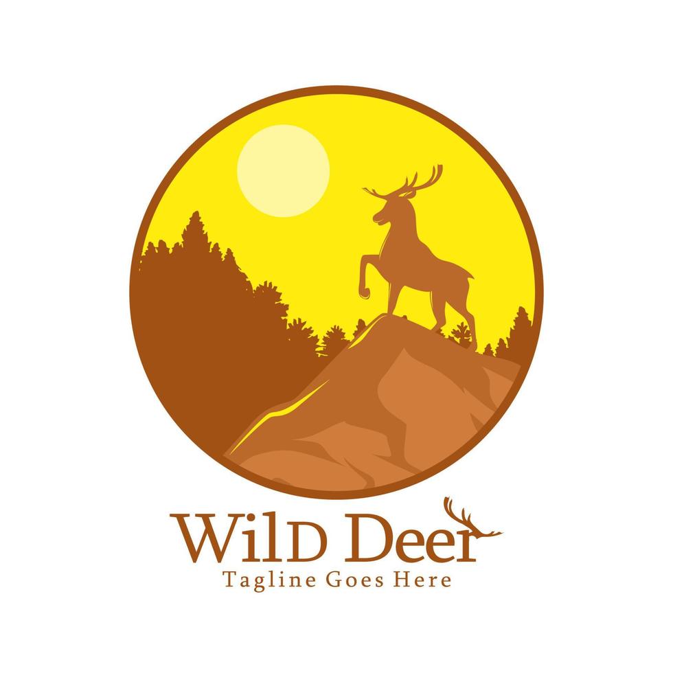 wild herten en natuur vector logo, ontwerpsjabloon