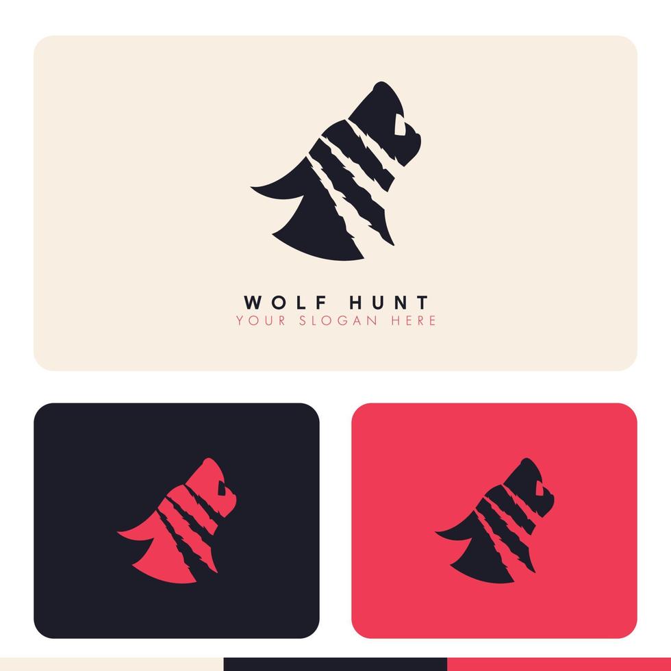 eenvoudige minimalistische wolf kras silhouet logo ontwerp illustratie vector