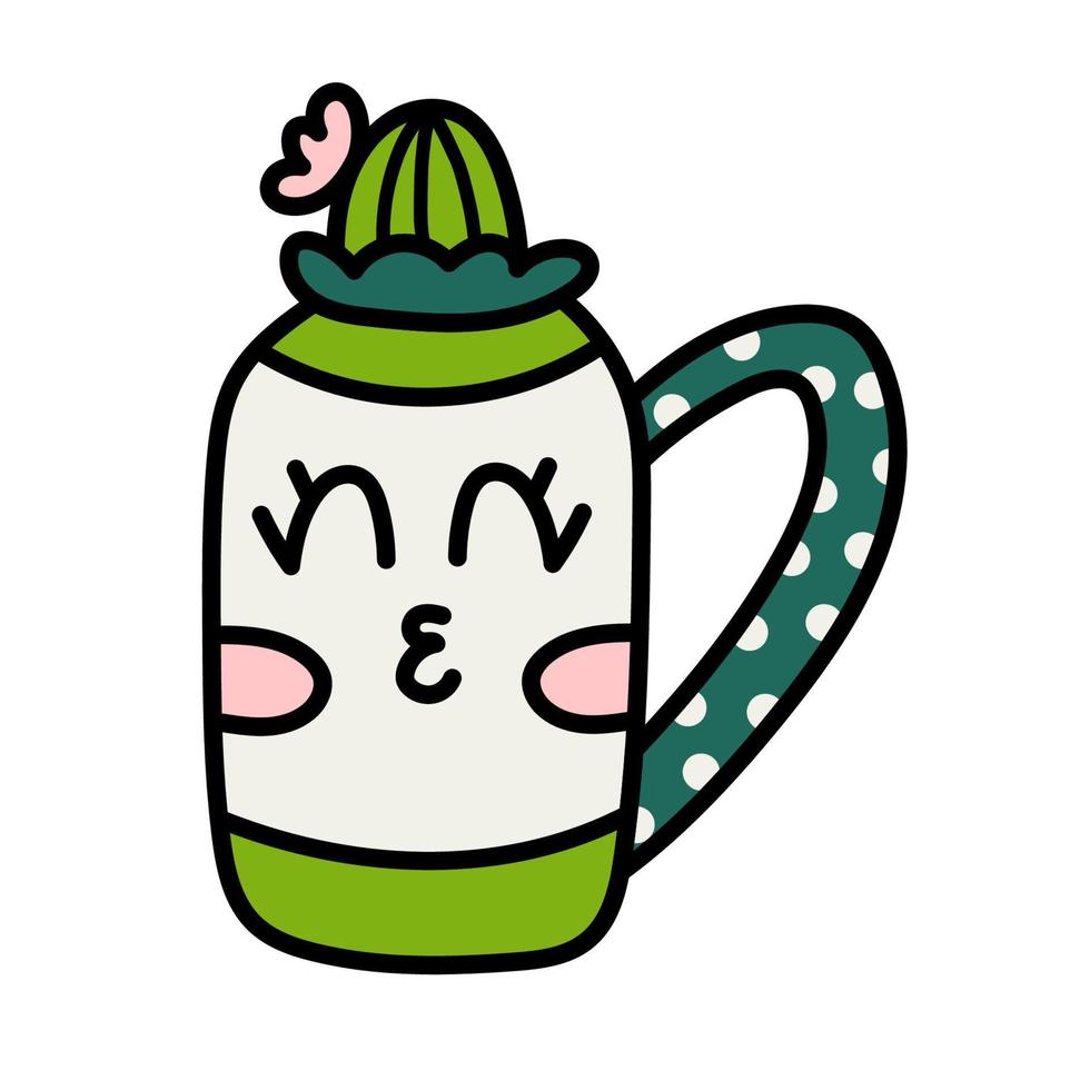 schattige cactus in een pot, doodle illustratie vector