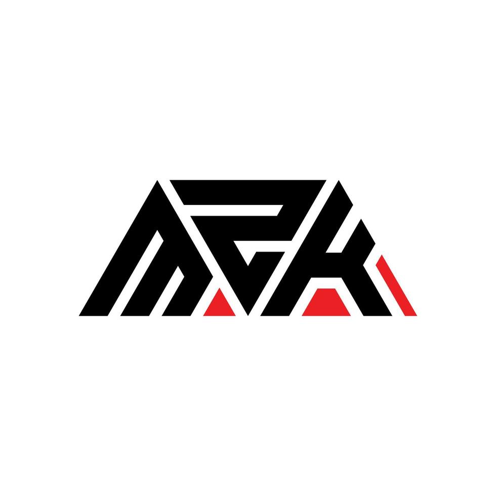 mzk driehoek brief logo ontwerp met driehoekige vorm. mzk driehoek logo ontwerp monogram. mzk driehoek vector logo sjabloon met rode kleur. mzk driehoekig logo eenvoudig, elegant en luxueus logo. mzk