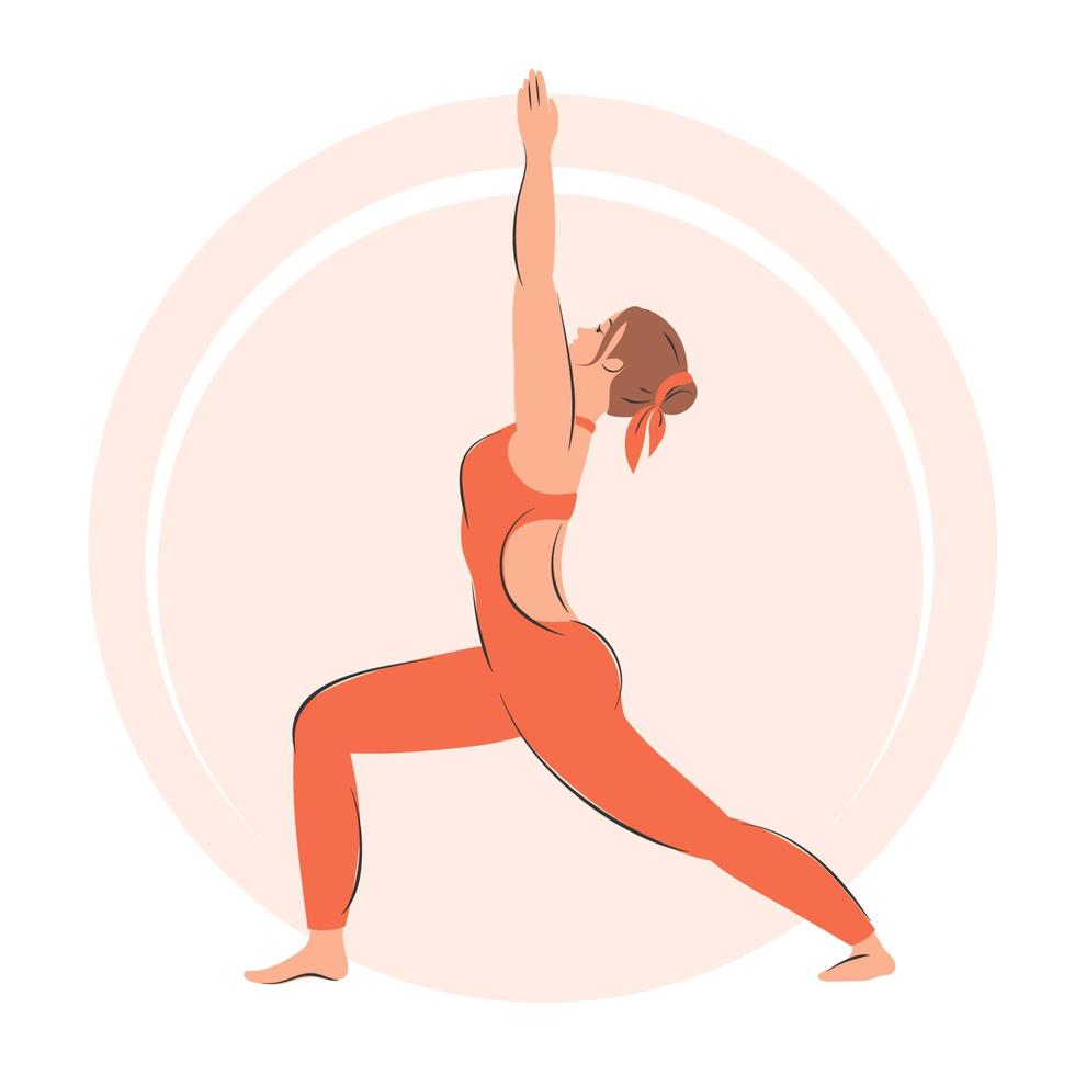 vrouw die yoga-oefeningen doet, fysieke oefeningen doet. vectorillustratie. vector