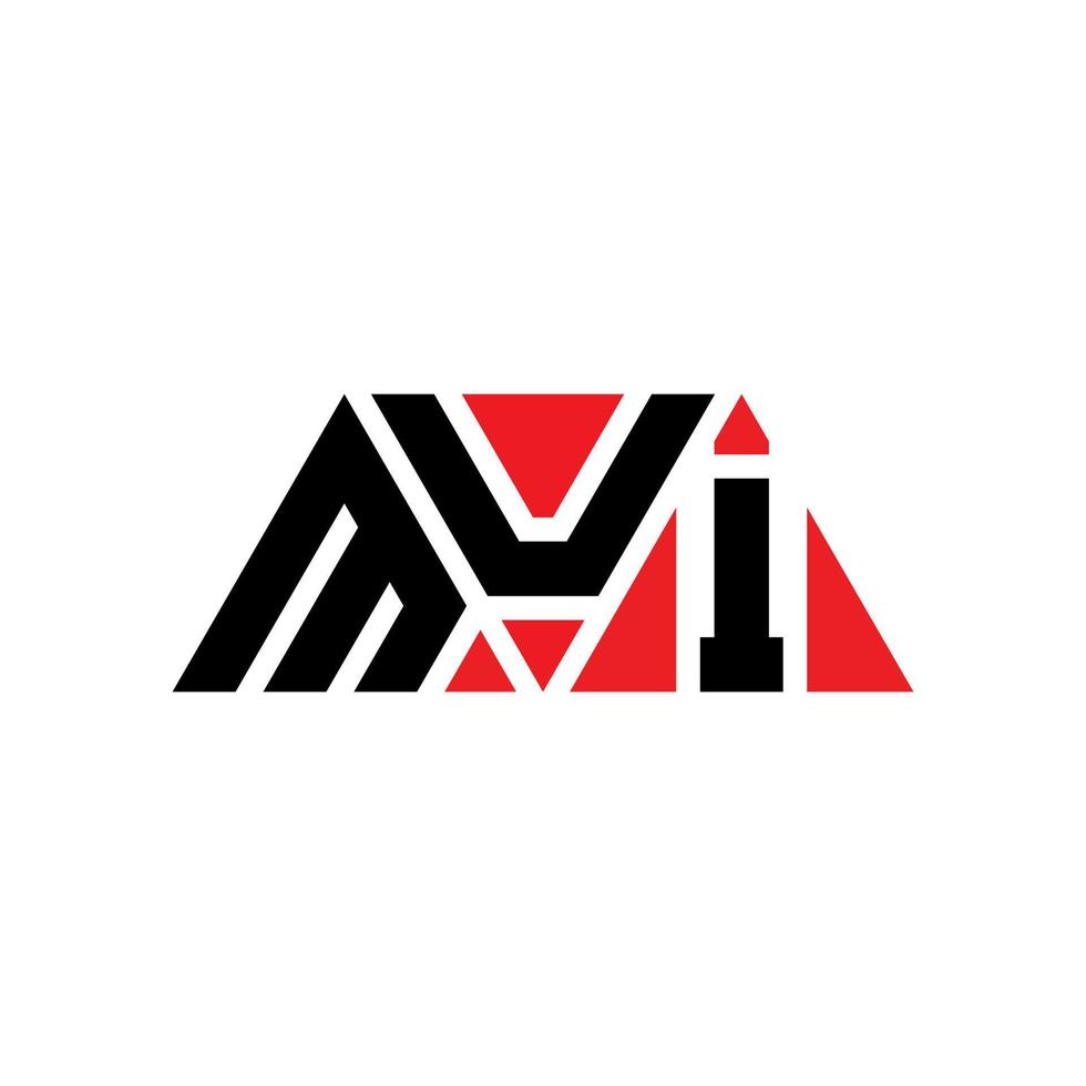 mui driehoek brief logo ontwerp met driehoekige vorm. mui driehoek logo ontwerp monogram. mui driehoek vector logo sjabloon met rode kleur. mui driehoekig logo eenvoudig, elegant en luxueus logo. mui