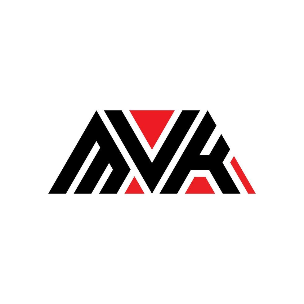 mvk driehoek brief logo ontwerp met driehoekige vorm. mvk driehoek logo ontwerp monogram. mvk driehoek vector logo sjabloon met rode kleur. mvk driehoekig logo eenvoudig, elegant en luxueus logo. mvk