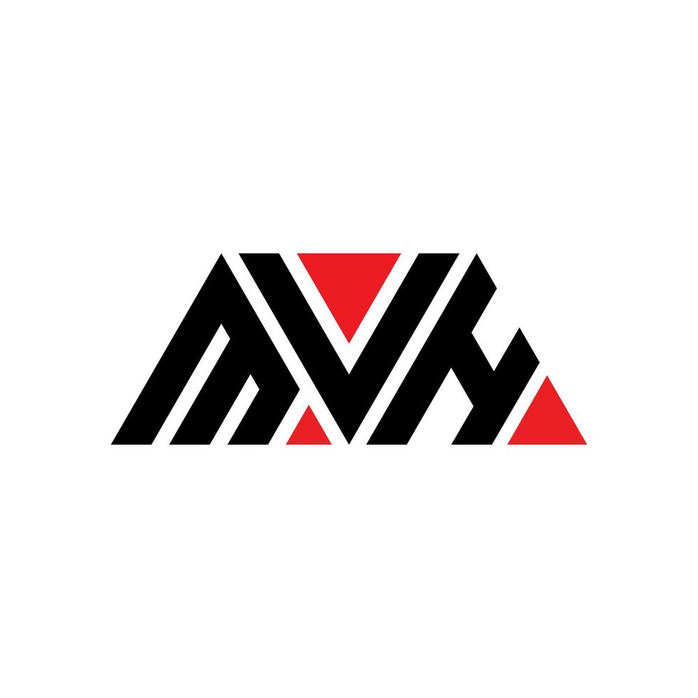 mvh driehoek brief logo ontwerp met driehoekige vorm. mvh driehoek logo ontwerp monogram. mvh driehoek vector logo sjabloon met rode kleur. mvh driehoekig logo eenvoudig, elegant en luxueus logo. mvh
