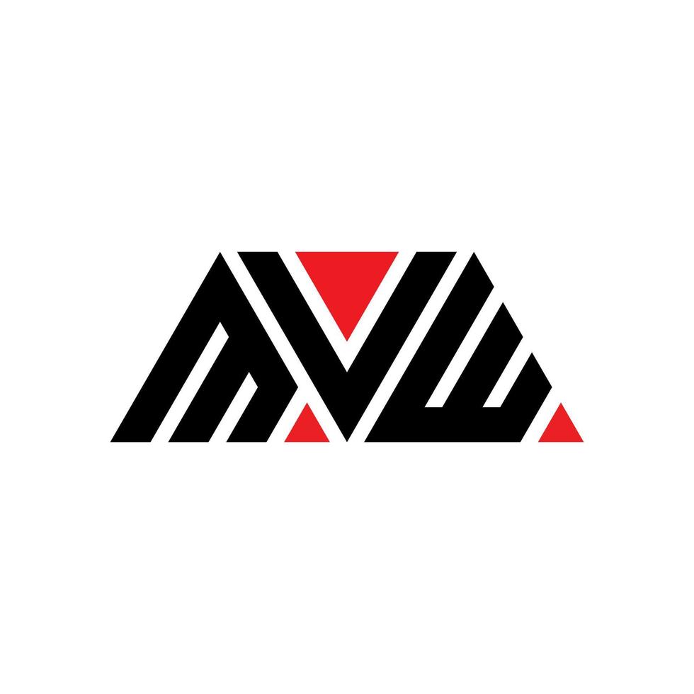 mvw driehoek brief logo ontwerp met driehoekige vorm. mvw driehoek logo ontwerp monogram. mvw driehoek vector logo sjabloon met rode kleur. mvw driehoekig logo eenvoudig, elegant en luxueus logo. mvw