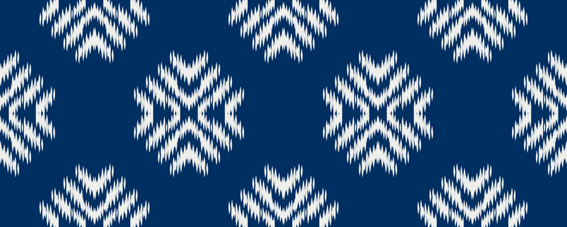 witte en blauwe ikat etnische ontwerp achtergrond. naadloze ikat bloemmotief in tribal, folk borduurwerk abstracte kunst. art ornament print.design voor tapijt, behang, kleding, inwikkeling, stoffenmode vector