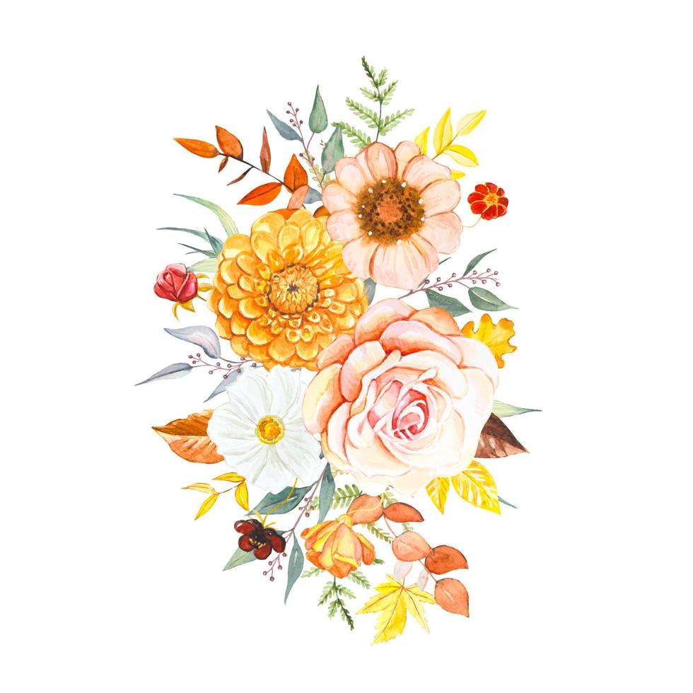 aquarel herfst bloemen. bloemen compositie. vector