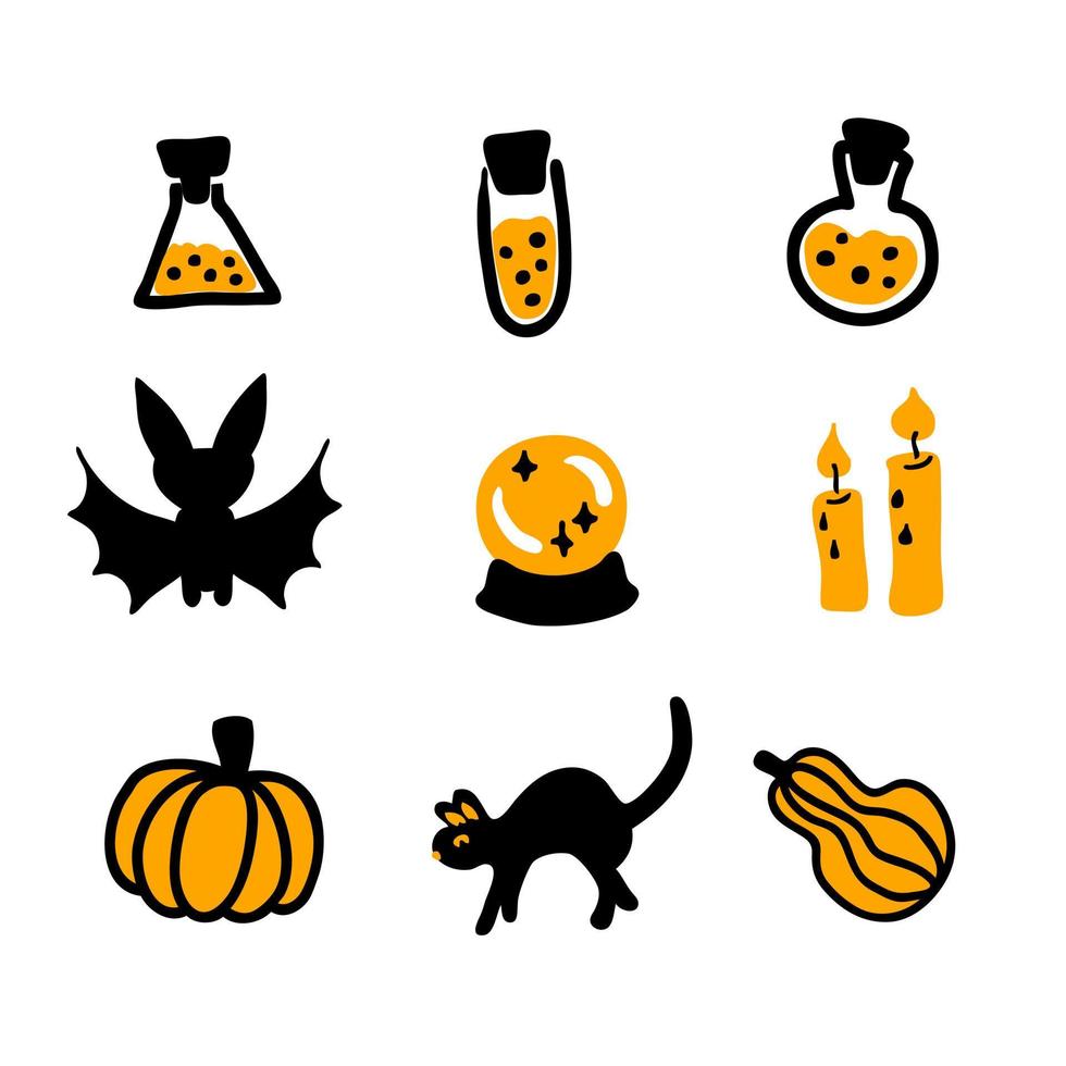 schattige griezelige halloween vector clipart collectie.