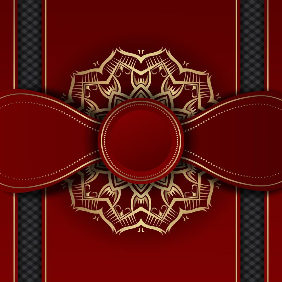 luxe mandala achtergrond rood en goud vector design