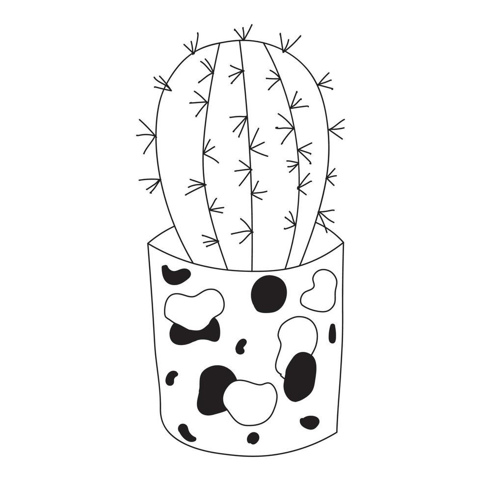 schattige doodle cactus in een bloempot, kamerplant vectorillustratie vector