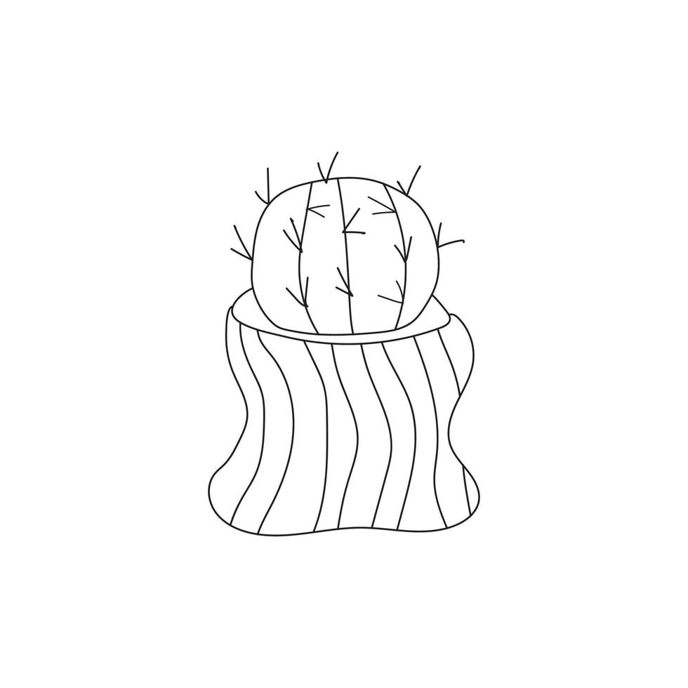 schattige doodle cactus in een bloempot, kamerplant vectorillustratie vector