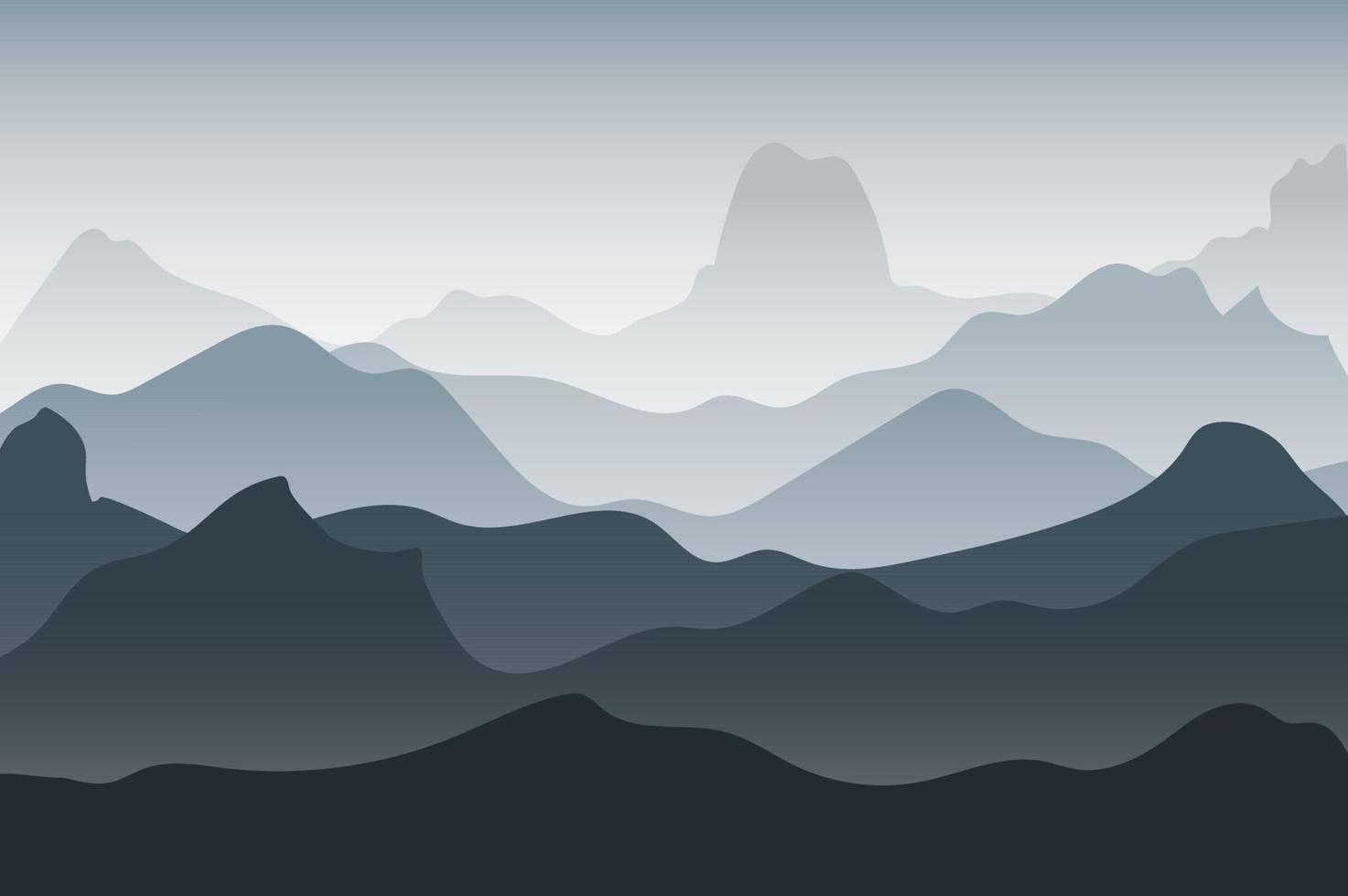 vectorlandschap met mist van bergen vector
