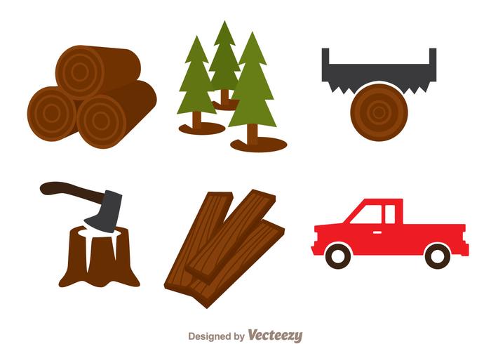 Lumberjack kleuren iconen vector