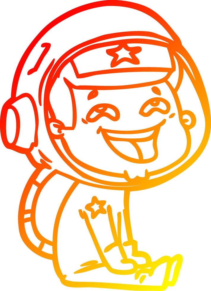 warme gradiënt lijntekening cartoon lachende astronaut vector