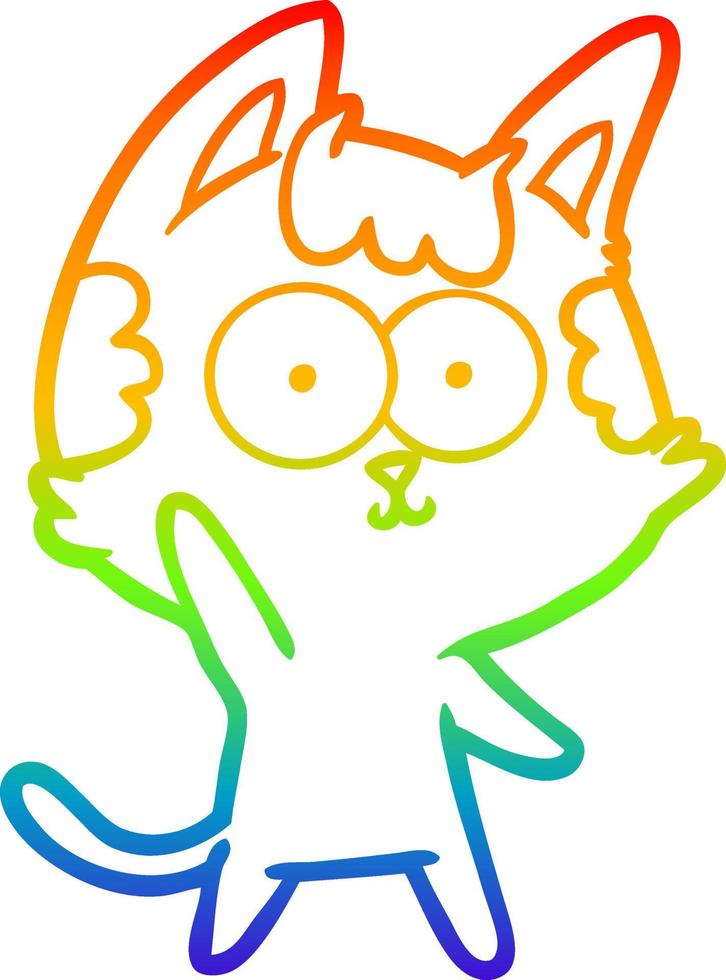 regenbooggradiënt lijntekening happy cartoon kat vector