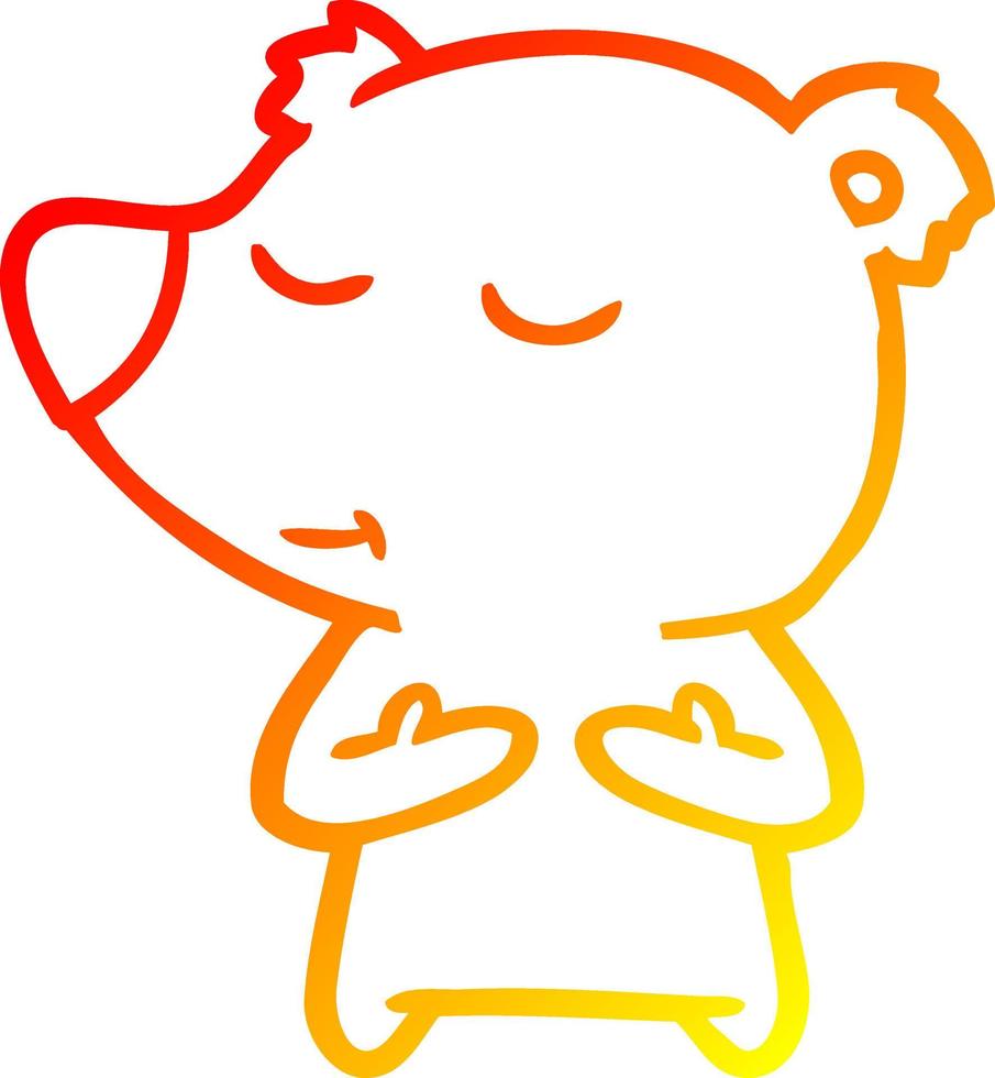warme gradiënt lijntekening happy cartoon beer vector