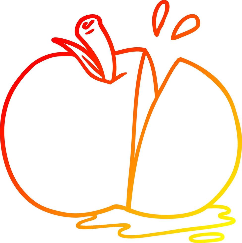 warme gradiënt lijntekening cartoon gesneden appel vector