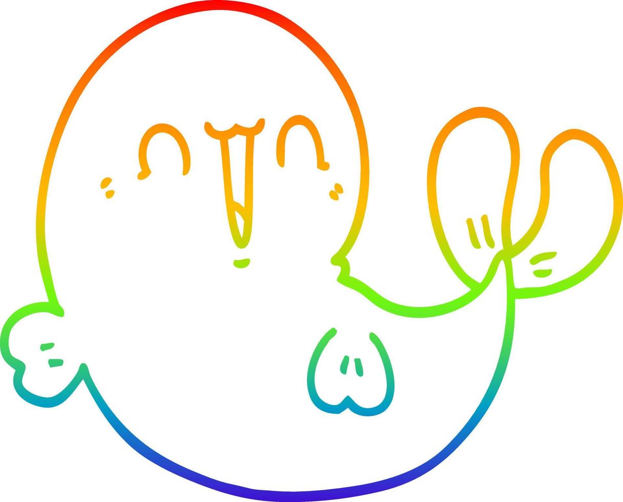 regenbooggradiënt lijntekening schattige cartoon walvis vector