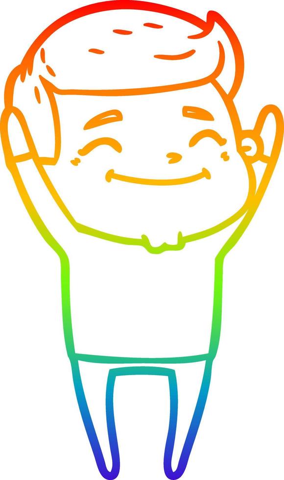 regenbooggradiënt lijntekening happy cartoon man vector