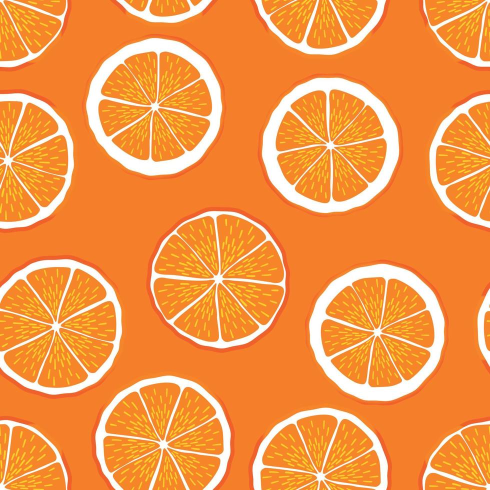 oranje zomerpatroon. naadloze vector met schijfje citrusvruchten. sappige, zure vruchtenlimonade. voor cocktail, sinaasappelsap print