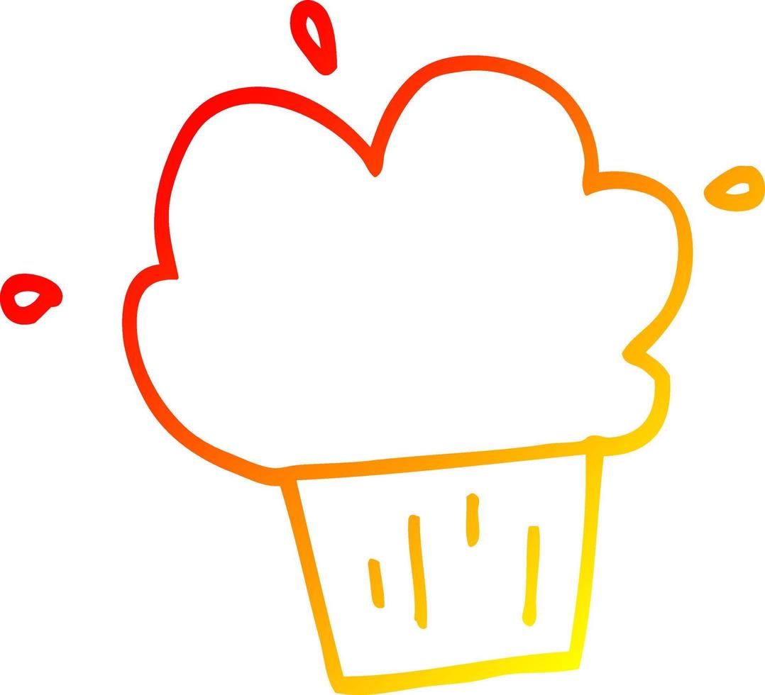 warme gradiënt lijntekening cartoon cupcake vector