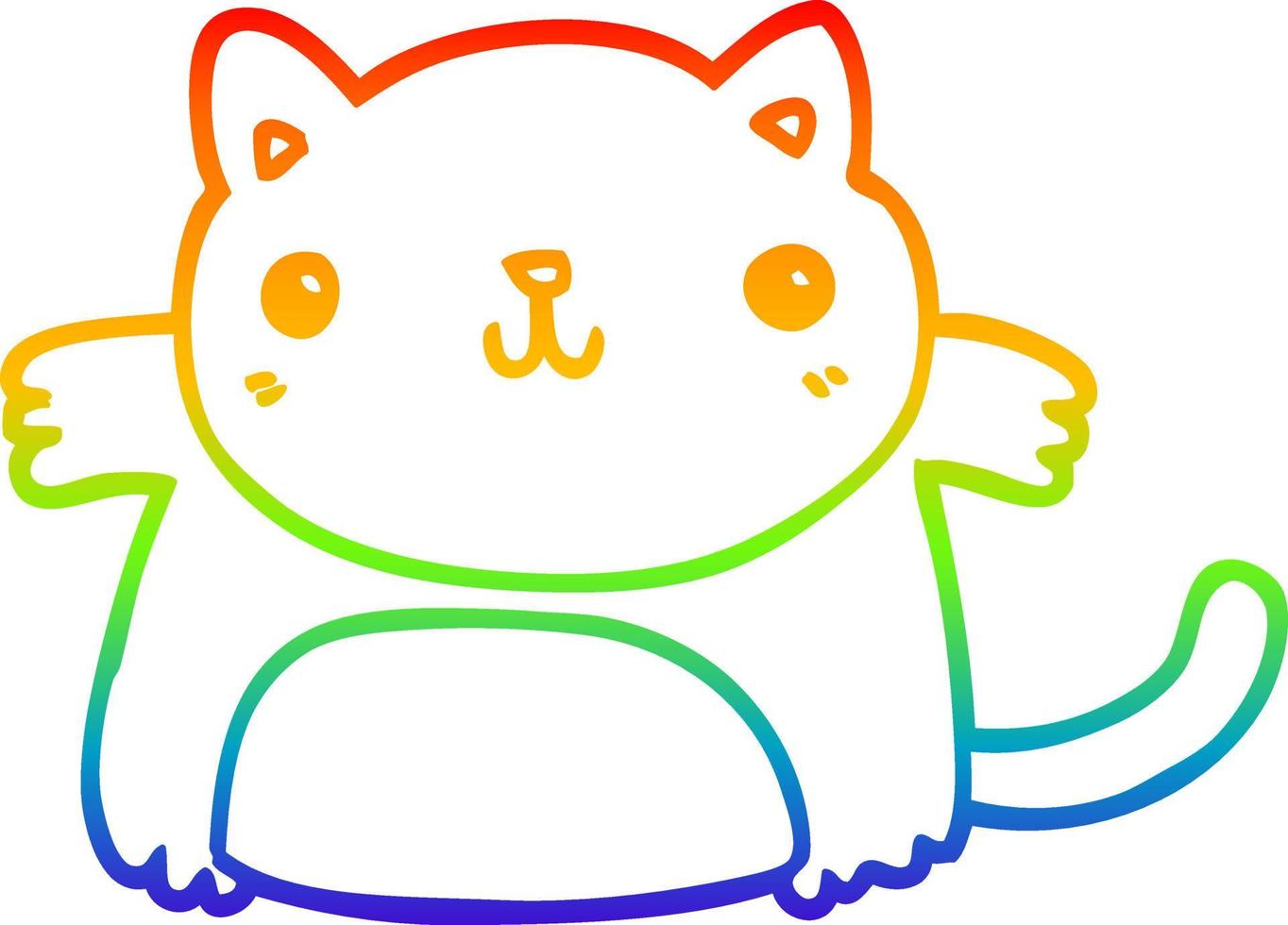 regenbooggradiënt lijntekening cartoon kat vector