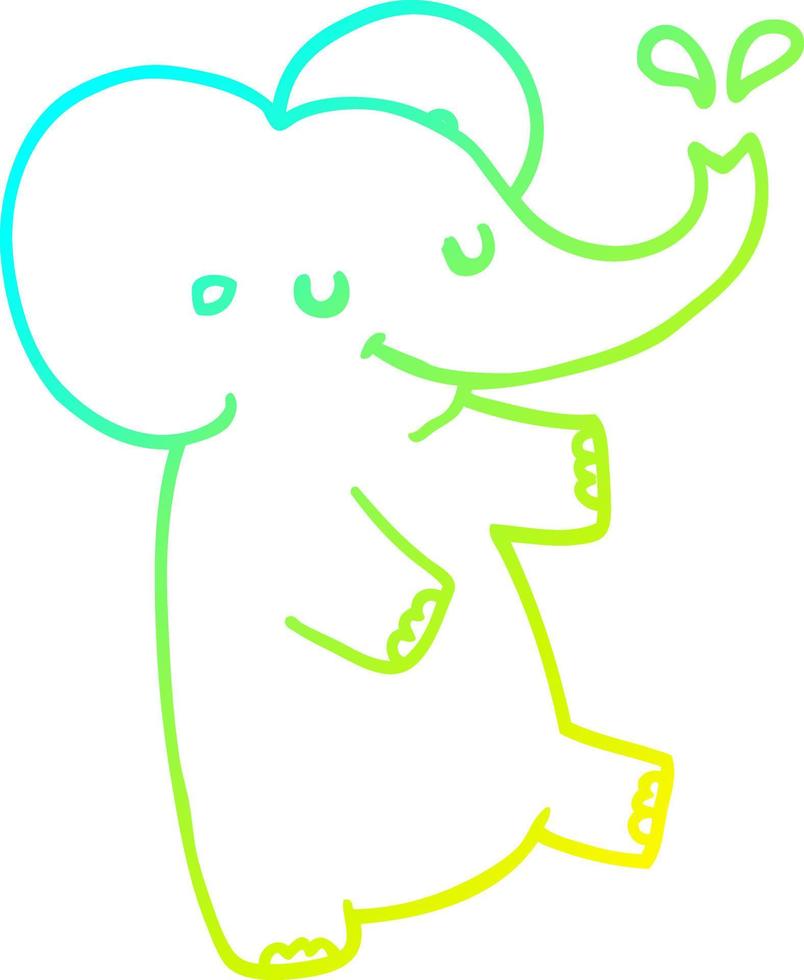 koude gradiënt lijntekening cartoon dansende olifant vector