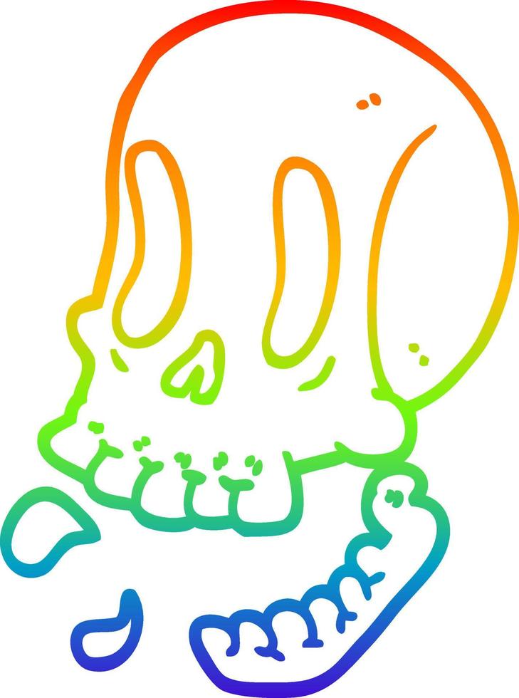 regenboog gradiënt lijntekening cartoon schedel vector