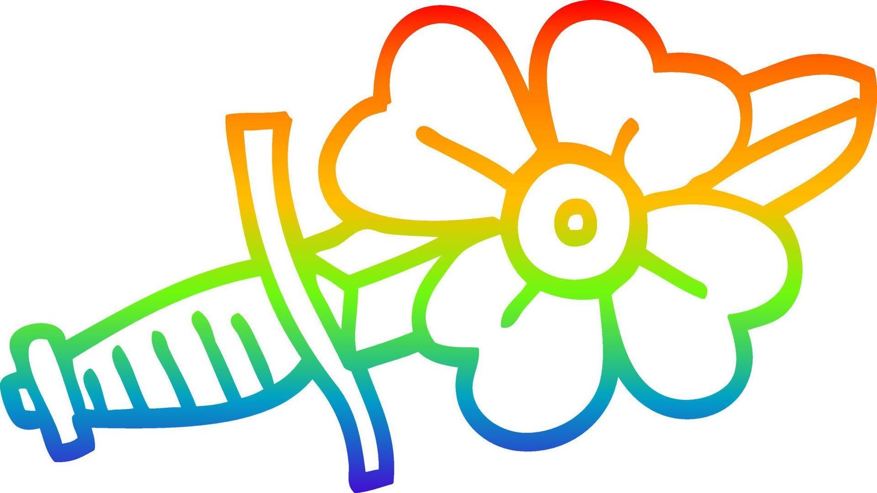 regenboog gradiënt lijntekening cartoon tatoeage dolk symbool vector